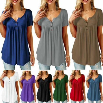 $19.16 • Buy Summer Women V-Neck Short Sleeve T Shirts Ladies Casual  Blouse Tops Plus Size
