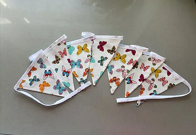 £9.50 • Buy White Butterfly Theme Bunting. Hand Made Double Sided. 7 Flags. 2M. Quality
