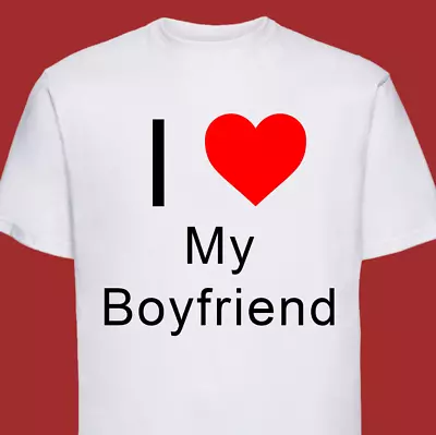 £3.99 • Buy I Love My Boyfriend T-Shirt | Funny Heart Valentine Wedding Honeymoon Romantic