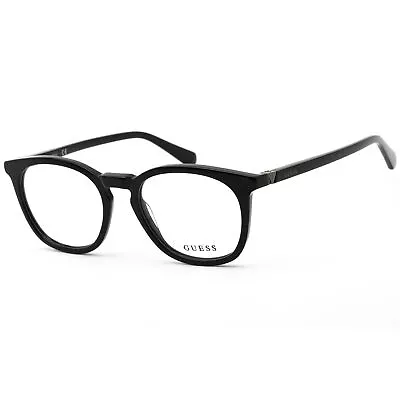 Guess Men's Eyeglasses Clear Demo Lens Shiny Black Plastic Round GU50053 001 • $27.17