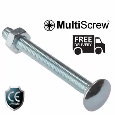 £54.99 • Buy M10 M12 M16 Zinc Cup Square Carriage Bolt Coach Screw + Hex Full Nuts Din 603