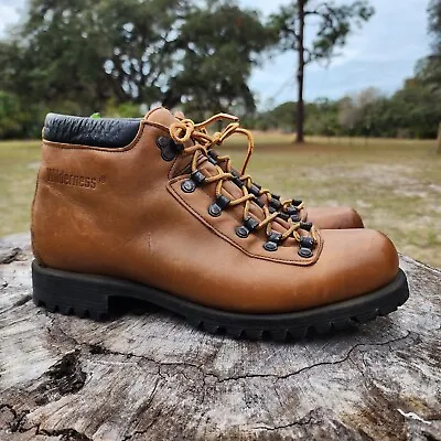 VINTAGE Wolverine Wilderness Mens Hiking Boots Size 9 N Brown Leather Vibram • $39.99