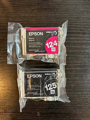 Epson 124 (Magenta) & Epson 125 (Black) Printer Ink Cartridges ** New & Sealed • $14.95