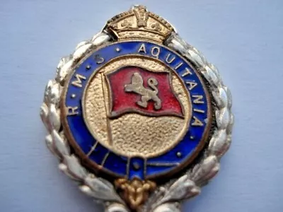 £44.99 • Buy C1920s Cunard R.m.s.aquitania Souvenir Twist Stem Silver Plated&enamel Teaspoon