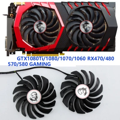 $16.15 • Buy 2PC Cooler Fan For MSI RX470 480 570 580 GTX1080 1070 1060 960 GAMING Card Fans#