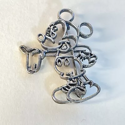 Vintage V.D. (Van Dell) Disney Mickey Mouse Openwork Silver Colored Pin Brooch • $14.99
