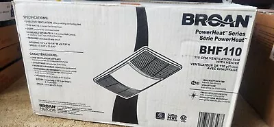 New Broan BHF110 PowerHeat 110 CFM 2 Sone Ceiling Ventilation Fan W/Heater White • $150