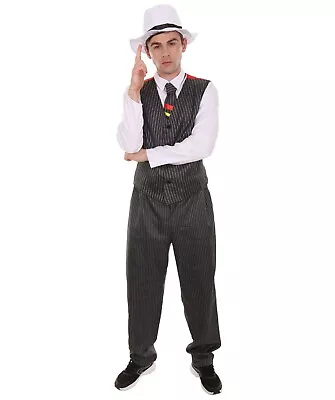 Mobster Costume 20s Gangster Mafia Halloween Fancy Dress Pinstripe Suit HC-468 • $63.56