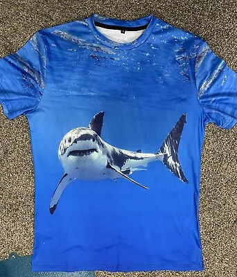 Shark! Mens T-shirt. Poly Blend New In Original Package. Mens Sz. S. • $6.95