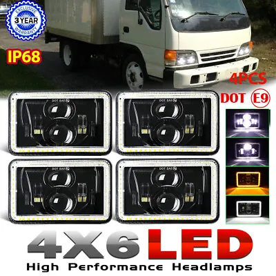 Fit GMC W3500 W4500 W5500 Forward 4x6 Inch LED Headlights Hi/Lo Beam DOT DRL X4 • $79.99