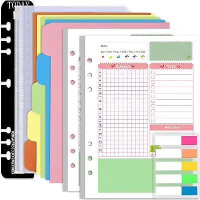 Rancco A5 Planner Inserts Daily Planner Refills 90 Pages Colorful 6-Ring Binder • $12.75