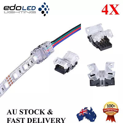4x10mm Rgb Snap Connector 4 Pin Wire Waterproof Led Strip Light Solderless • $8.45