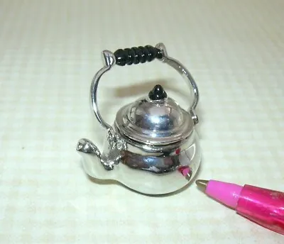 Miniature Old-Fashioned Metal Tea Pot Kettle Lid Removes: DOLLHOUSE 1:12 • $7.29