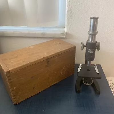 Vintage Japanese Seiko Microscope In Wooden Case! Cast Iron Frame! Japan • $34.99