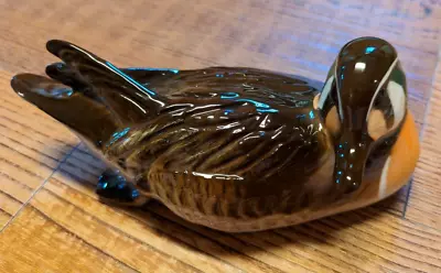 Vintage Ceramic Female Wood Duck Brown Orange & Teal 6  • $19.99