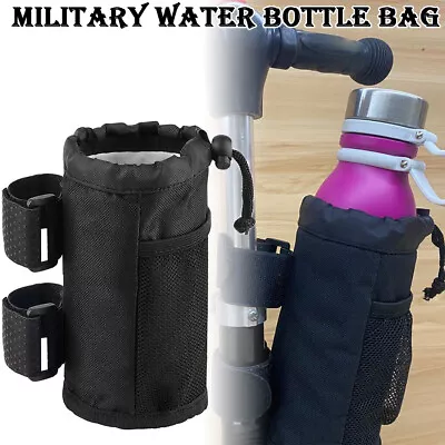 Military Water Bottle Bag Bicycle Waterproof Black Water Bottle Drink Holder • $16.99