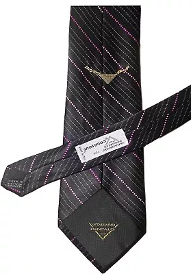 Vitaliano Pancaldi Purple Dot Pattern 100% Silk Necktie  • $50