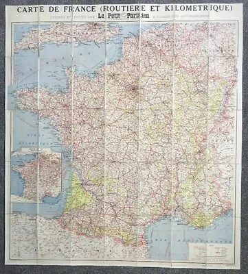 Huge Antique Le Petit Parisien Linen Backed Map 100x90cm Carte De France • £199