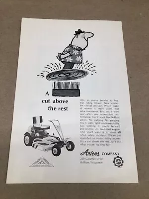 1967 Ariens Riding Lawn Mower  A Cut Above The Rest --nice/vintage '67 Ad • $8.75