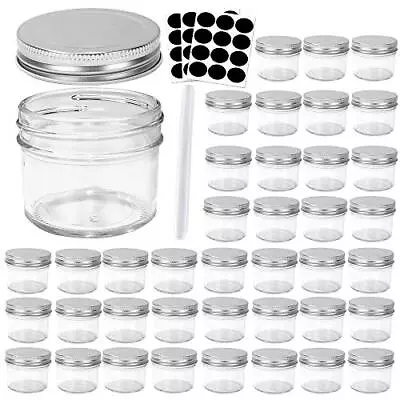 4 Oz Clear Glass Jars With Silver Metal Lids 40 Pack 100ml Mason Jars Round ... • $38.16
