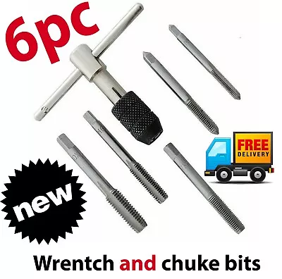 £7.99 • Buy 6pc TAP WRENCH & CHUCK SET TOOL STEEL T-HANDLE METRIC M6 M7 M8 M10 M12 AND DIE