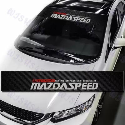 53  Mazda Speed Racing Front Windshield Carbon Fiber Vinyl Banner Decal Sticker • $15.89