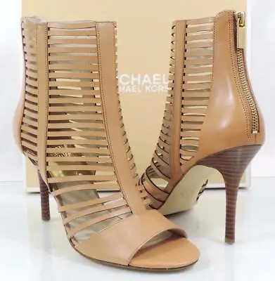 Michael Kors Odelia Bootie High Heels Sandals Open Toe Leather Sun Tan Size 9 • $180