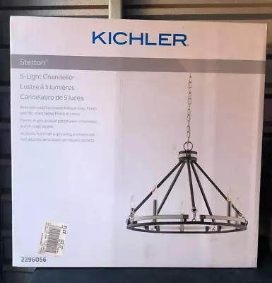 Kichler Stetton 5-Light Anvil Iron With Distressed Antique Grey Chandelier • $120