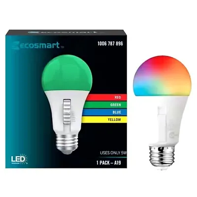 Ecosmart 5 Watt A19 Color Changing ( 4 ) LED Light Bulb - Porch Room Or Party • $3.78