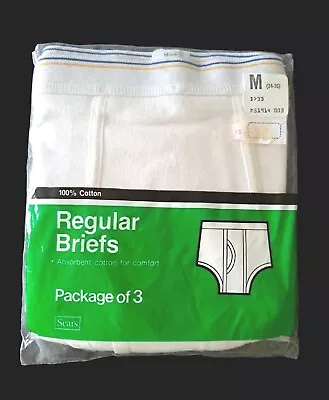 Vtg Sears Roebuck Men's Regular Briefs 3 Pk NOS White Fly Cotton Sz 34-36 M New  • $49.99