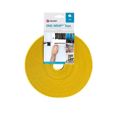 VELCRO® Brand ONE-WRAP® 20mm Yellow Cable Tie Tape Double Sided Hook / Loop Tape • £3.69