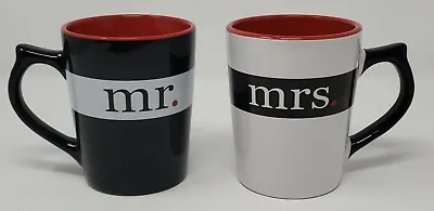 Mr. And Mrs. Coffee Mugs Black & White Heart In Bottom Cup Set  • $16