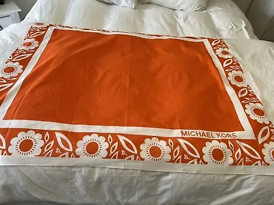 Michael Kors Hawaii Island Sarong Scarf Beach Wrap Orange White | Tablecloth • $25