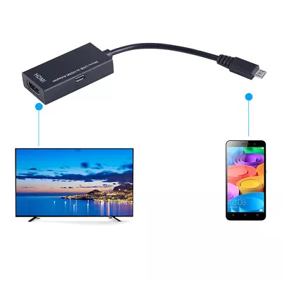 MHL Micro USB To HDMI Adapter Cable For Android Phone Tablet TV Converter Black • $6.99