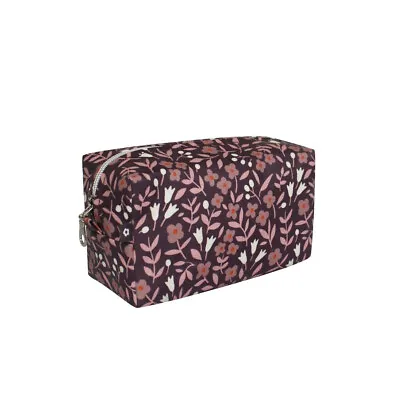 Earth Squared Fair Trade Matte Oil Cloth Make-up Bag Purple Plum Mulberry Design • £14.99