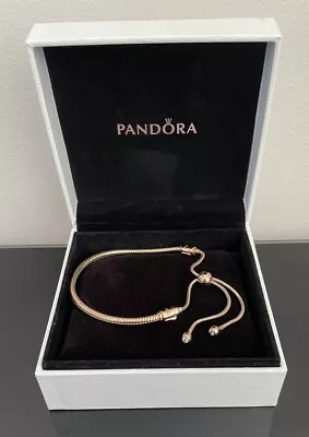 Genuine Pandora Moments Rose Gold Snake Chain Slider Bracelet RRP £110 • £20