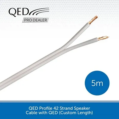 5m QED 42 Strand Oxygen Free Copper OFC High Quality HiFi Speaker Cable White • £5.90