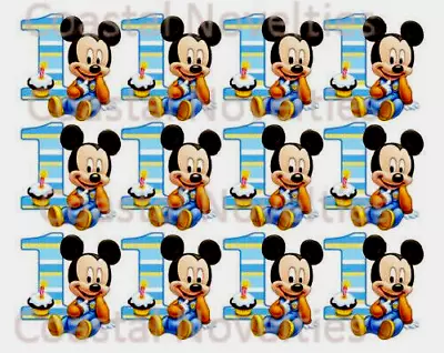 1st Birthday Mickey Mouse Cupcake Toppers Edible Image  • $4.25