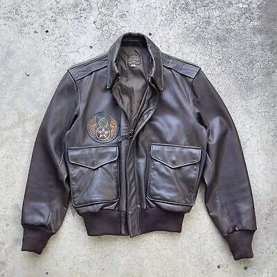 Vintage  Type A-2 Air Force Army Goatskin Leather Flight Bomber Jacket Size 40 • $250