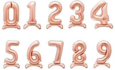 £3.49 • Buy Standing Large Rose Gold Number Foil Balloons Air Fill 0-9 Happy Birthday Party