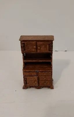 Vintage Dollhouse Furniture Miniature Metal Cupboard Sideboard China Cabinet Toy • $16