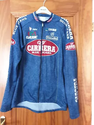 Vintage Marco Pantani Long Sleeve CARRERA Blue Jeans 1996 Nalini Pit2pit 54cm  • £20