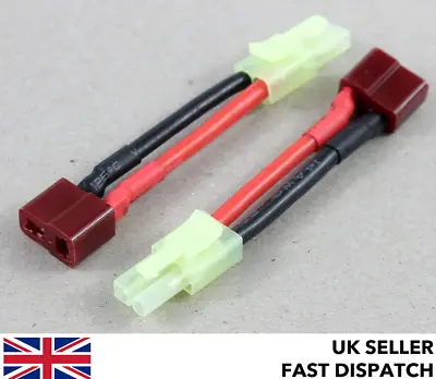 Deans T-Plug Female To Tamiya Mini Male Cable Connector Adaptor/wire 30mm 14awg • £4.25