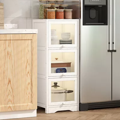 £42.95 • Buy Kitchen Pantry Cupboard Bamboo Storage Cabinet Display Organizer Freestanding