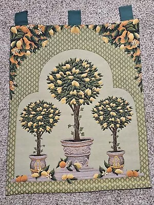 VINTAGE NEW French Topiary Lemon Tree Tapestry Lemons 26 X 36 Wood Bottom • $25