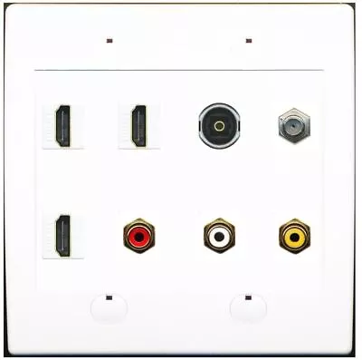 COAX 3 HDMI RCA-RED RCA-WHITE RCA-YELLOW TOSLINK Wall Plate • $28.69