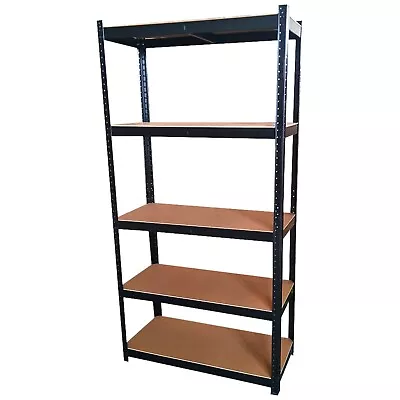 Black 5 Tier Heavy Duty Racking Shelf Garage Shelving Storage Unit 180x90x40cm • £22.50