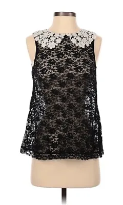 E By Eloise Women Black Sleeveless Blouse Medium Lace Romantic • $17.25