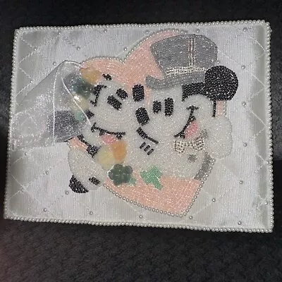 Mickey And Minnie Guest Sign Book White Beads Pearls Lace Wedding  • $99.99