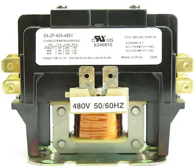 SA-2P-40A-480V Definite Purpose Contactor 2-Pole 40-Amp 480V Coil • $19.99